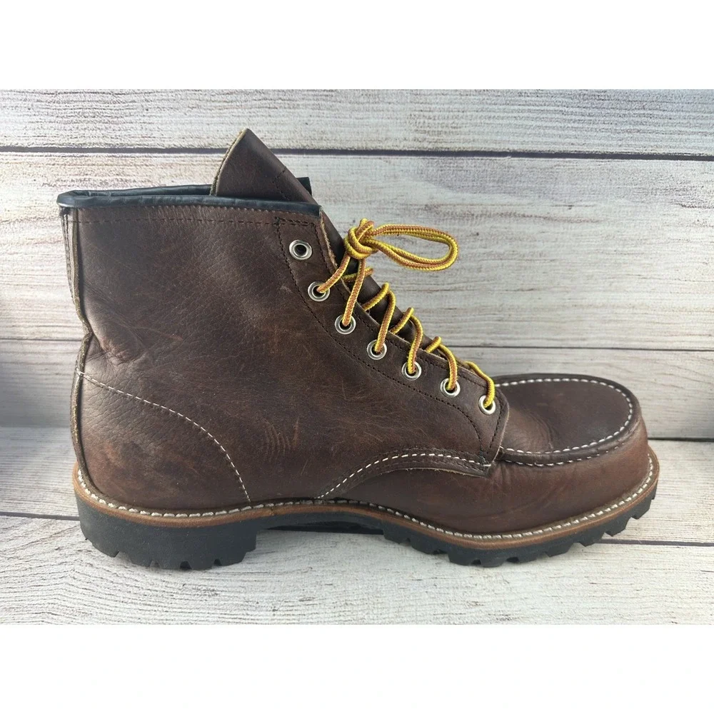 Red Wing Shoes Men's Brown 8146 Moc Toe Lace Up Leather Work Boots Size 11.5 EE